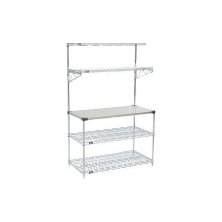 Global Equipment Industrial Microwave Food Prep Station, 48"W x 24"D x 74"H, Chrome MFP24487C